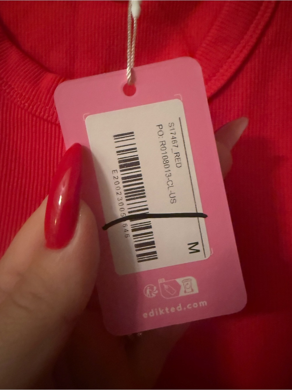 Edikted Bright Red Ribbed Button-Down Tank - Picture 4 of 5